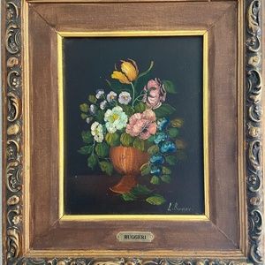 Vintage Original Ruggeri Oil Painting "Bouquet of flowers"